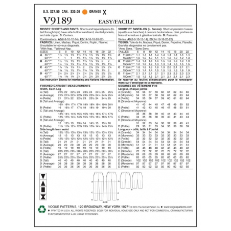 Wykrój Vogue Patterns V9189 / Vintage Vogue