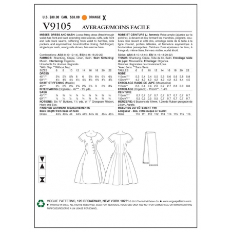 Wykrój Vogue Patterns V9105 / Vintage Vogue