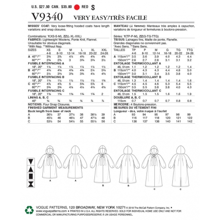 Wykrój Vogue Patterns V9340 / Very Easy Vogue