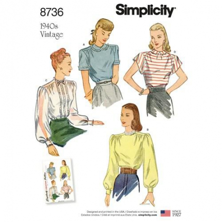 1 simplicity vintage blouse 1940s pattern 8736